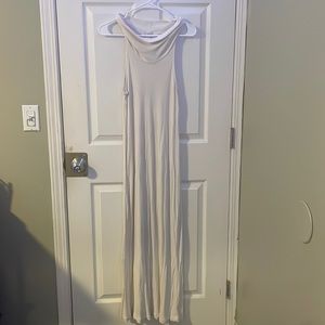 James Perse Cut Away Funnel Neck Ribbed Maxi Dress